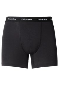 Fekete pamut boxer alsónadrág puha derékpánttal, melyen a "Dickies" fehér logó található. Simább textúrával és testhezálló kialakítással.
