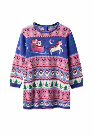 Svetríkové šaty - navy blue santa reindeer