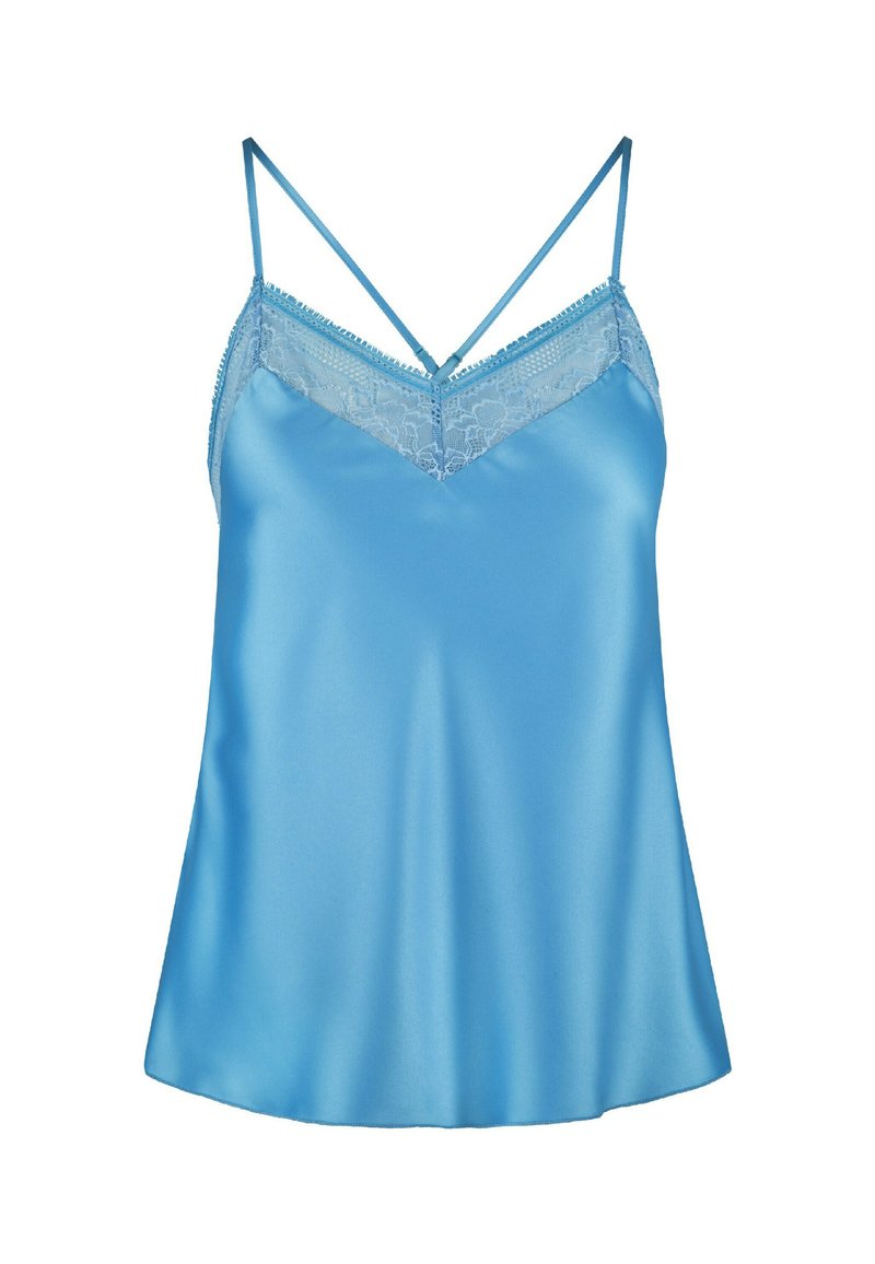 Haut Camisole Studio 1 - Bleu Satin Avec Bordure Dentelle - Taille Large
