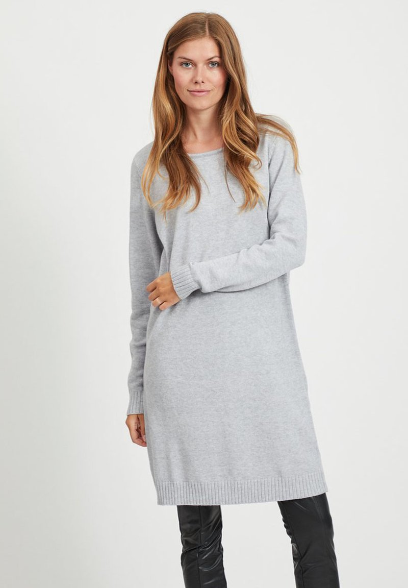 VILA VIRIL DRESS - Strikkjoler - light grey melange