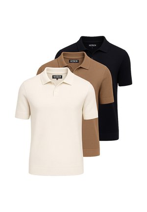 PACK OF 3 - Polo - camel/off white/black