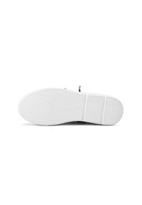 Suola di sneaker bianca con un motivo a zig zag. Presenta una superficie liscia e un design piatto. Tacco elevato per una maggiore aderenza.