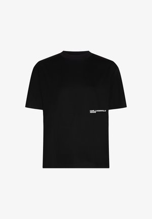 Karl Lagerfeld Jeans, FLOCKED FLORAL - Trükipildiga T-särk - black