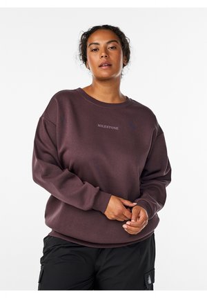 Active by Zizzi MIT STATEMENT-DETAIL - Mikina - chocolate plum