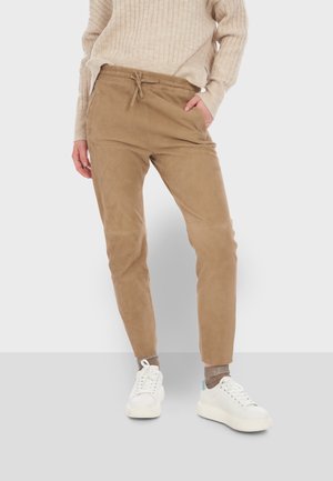 GIFT - Pantalon en cuir - beige