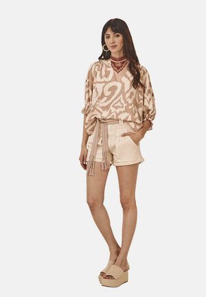 NÜD by Nekane ESTAMPADA LARGA HASTA LA CADERA DE MANGA TRES CUARTOS Y ESCOTE EN PICO PUÑOS CON GOMA ELÁSTICA  - Blusa - marrón