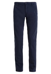 Námořnické modré chinos kalhoty s rovný fit, vyrobené z lehké bavlněné tkaniny. Mají zapínání na knoflík a přední kapsy.