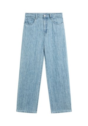 Massimo Dutti, 100% LINEN HIGH-WAIST BARREL FIT JEANS - Jeans Straight Leg - light-blue denim
