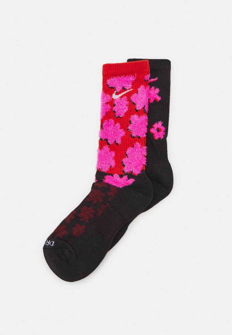 Nike Performance EVERYDAY PLUS CUSH CREW UNISEX 2 PACK - Sporta zeķes - black(laser fuchsia)/picante red(white)