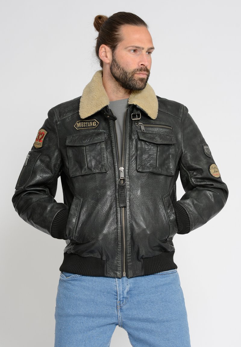 Mustang - KARLSTAD - Leather jacket - black, Enlarge