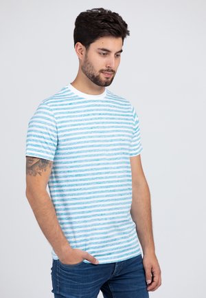 INSIDE OUT STREIFEN - Print T-shirt - caribbean sea