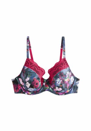Podprsenka bez kostíc - charcoal grey floral