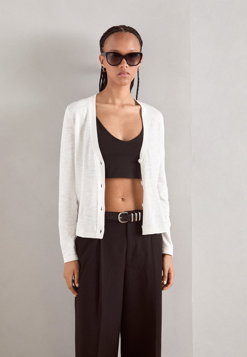 Marc O'Polo CARDIGAN LONGSLEEVE V-NECK - Ζακέτα - white