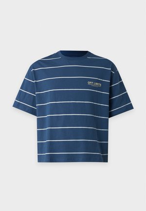YOURTURN, UNISEX STRIPED BOXY FIT - Μπλουζάκι με στάμπα - blue/white