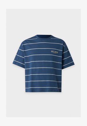 YOURTURN, UNISEX STRIPED BOXY FIT - Μπλουζάκι με στάμπα - blue/white