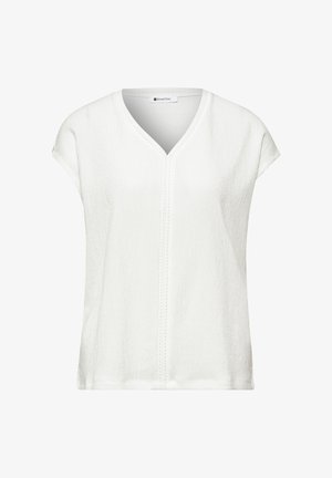 Street One, T-SHIRT MIT STRUKTURMIX UND TAPE - Blouse - off white