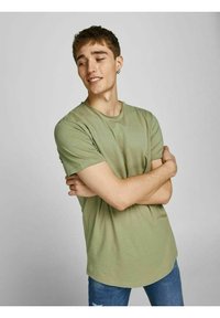 Jack & Jones EBASHER O-NECK SS - T-shirts basic - tea
