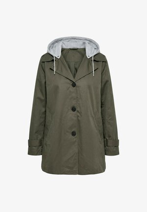 Ulla Popken, JERSEY HOODED TRENCH COAT - Trenchcoat - loden green