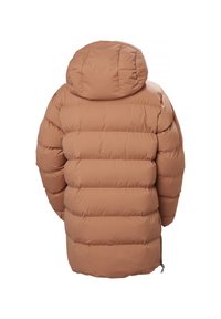 Giacca puffer in morbido marrone, con cappuccio, design trapuntato e superficie liscia e strutturata con zip all'orlo.