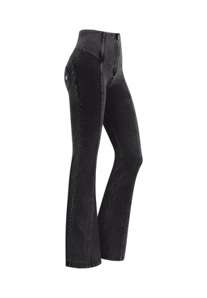 A ZAMPA CON CENTRALI E VITA ALTA - Flared Jeans - jeans nero cuciture in tono