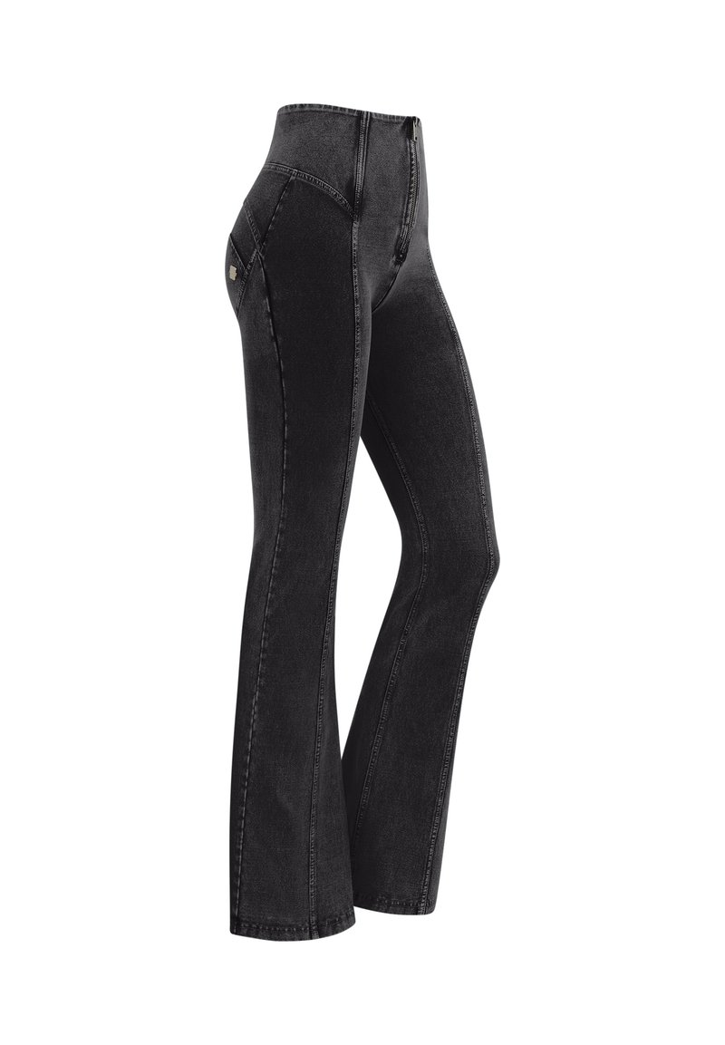 Freddy A ZAMPA CON CENTRALI E VITA ALTA - Alt laienevad teksad - jeans nero cuciture in tono