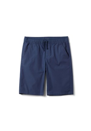 Pantalones cortos casuales azul marino con cinturilla elástica y cordón, con bolsillos laterales delanteros.