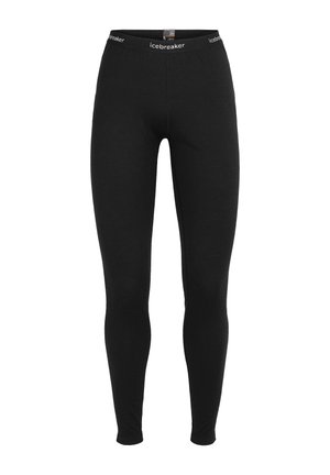 Black leggings made of a stretchy fabric, featuring a fitted design and a waistband with the "icebreaker" logo. Smooth texture overall.
