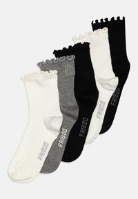 5 PACK SOCKS WITH LETTUCE HEM - Socks - off-white/black/mottled grey
