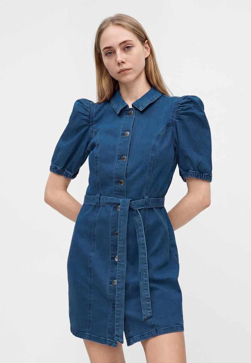 denim dress and cowboy boots Denim Long Sleeve Dress w/Front Bow Tie ILD4766 – Southern Soule Designs main image 0