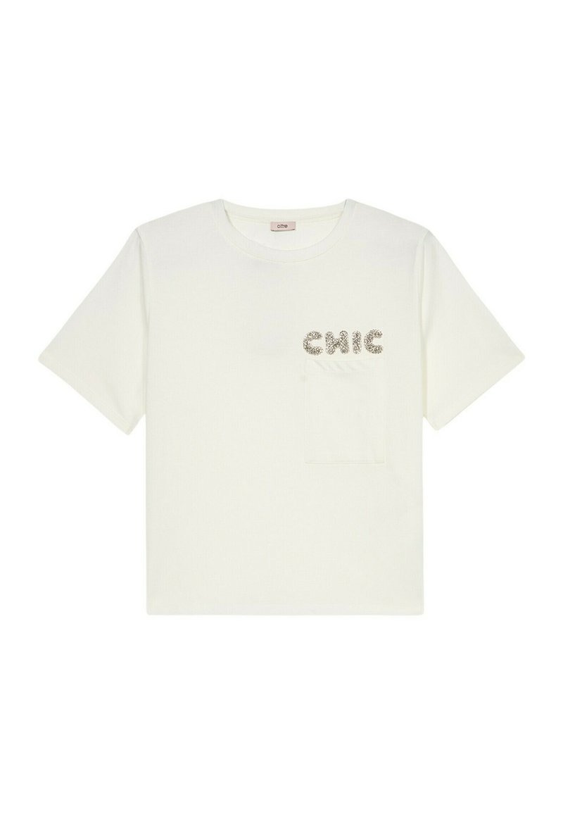 T-Shirt Donna In Cotone Biologico Made In France - Maniche Corte, Scollo Rotondo, Stampa Cocco, Taglie Forti (Bianco, L)