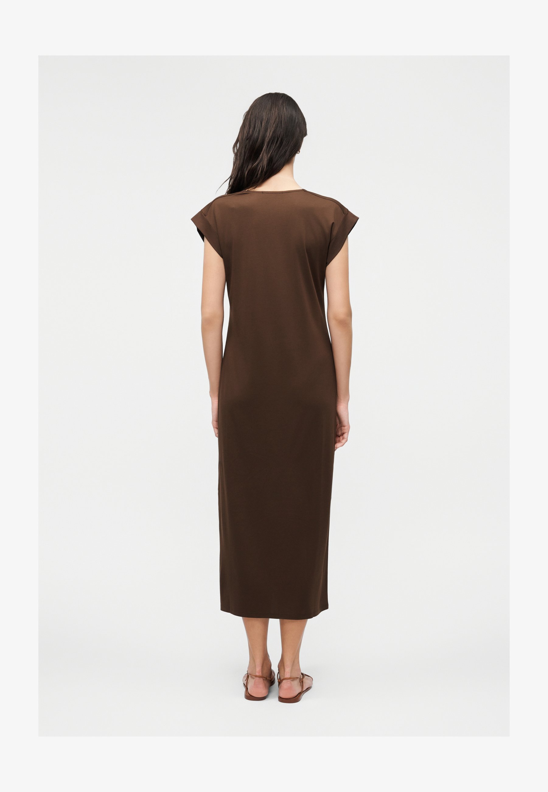 Steve Madden Abito Lungo Donna In Maglia – 'A Long Story' – Midi A Maniche Corte Con Bottoni Sul Davanti – Vestito Comodo E Morbido