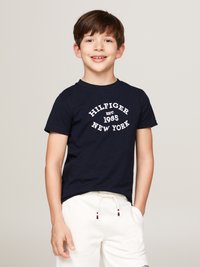 Tommy Hilfiger MONOTYPE FLOCK REGULAR TEE - Marškinėliai su spaudiniu - desert sky