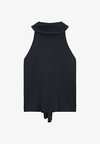 FLOWING HALTER TOP WITH TIE - Débardeur - mottled dark blue