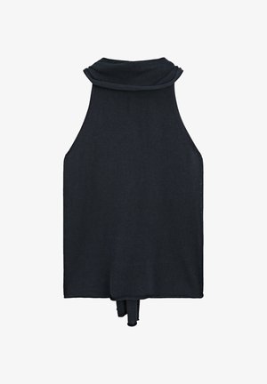 Massimo Dutti, FLOWING HALTER TOP WITH TIE - Top - mottled dark blue
