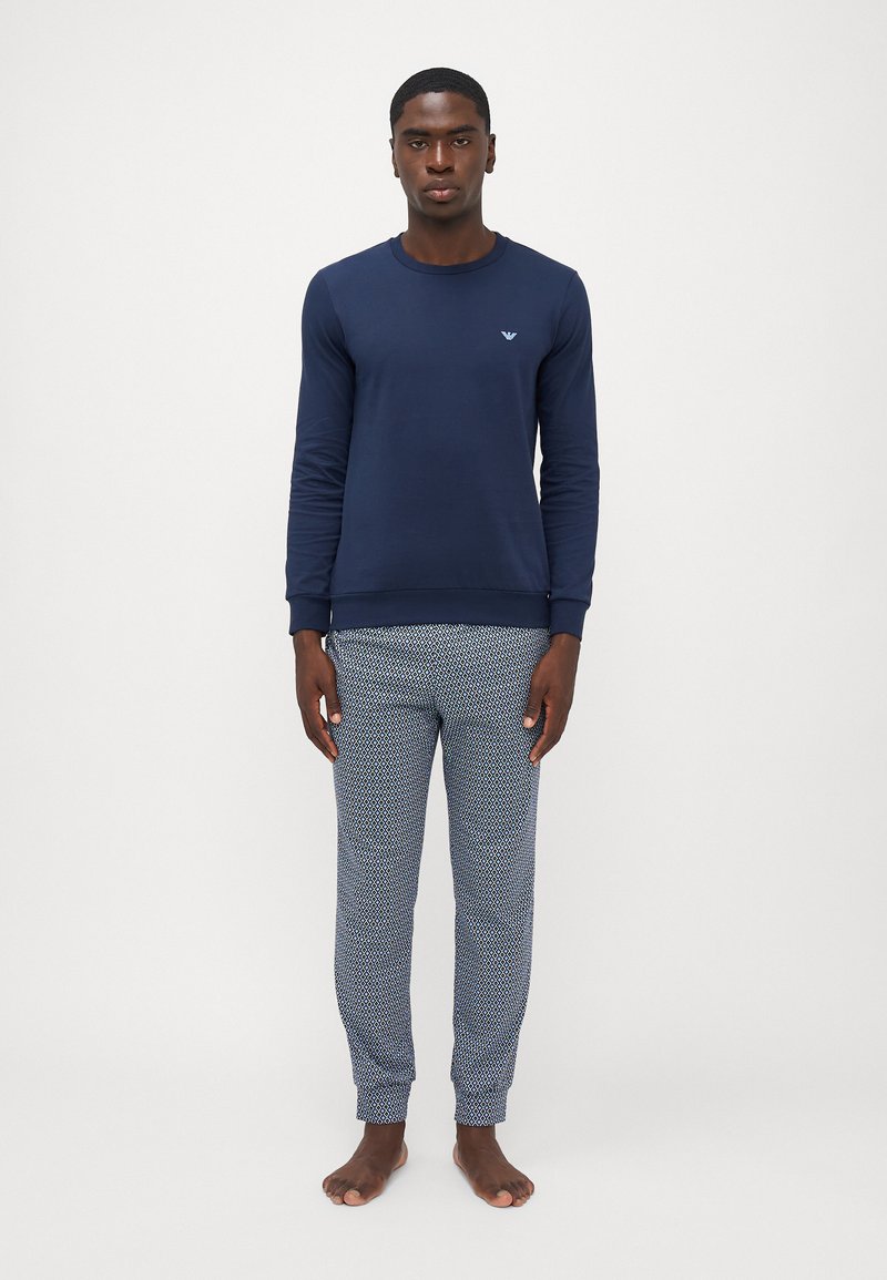 Emporio Armani LONG - Pyjama set - marine/stampa rombo/dark blue ...