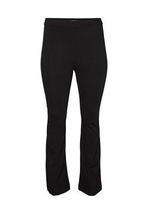 Μαύρο, εφαρμοστό παντελόνι με ελαστικό ύφασμα, που διαθέτει απλό σχέδιο, φαρδιά μέση και ανοίγματα στα μπατζάκια για άνεση και ευκολία κινήσεων.