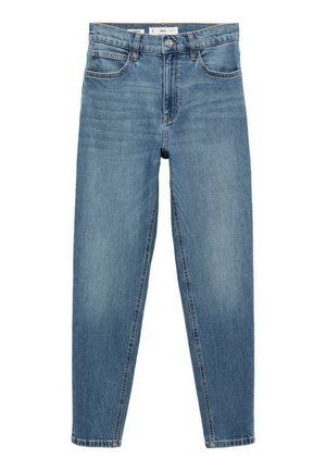 Lichtblauwe denim jeans met een slim fit, vijf zakken, knoopsluiting en subtiele vervaging. Bevat gestikte details langs de naden.