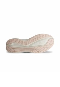 La suola della scarpa presenta una base di crema chiara con un fondo in gomma rosa testurizzato, caratterizzato da un motivo di grip e un branding sottile.