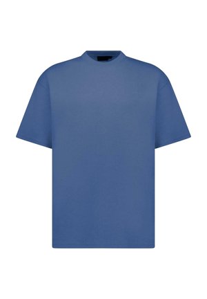 Blauw T-shirt met korte mouwen en een ronde hals. Gemaakt van glad katoen. Voorzien van een subtiel logo op de borst.