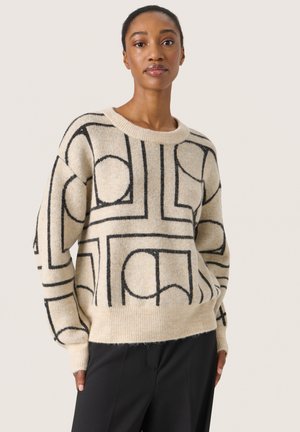 Soaked in Luxury SLHedaya - Jumper - whisper white w black monogram