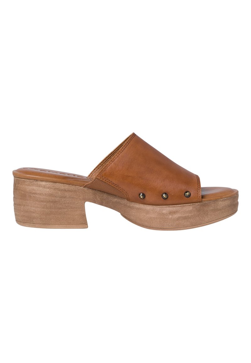 Damen Flache Pantoletten | Tamaris Clogs cognac leather/braun - PW63370 Damen Flache Pantoletten | Tamaris Clogs cognac leather/braun - PW63370