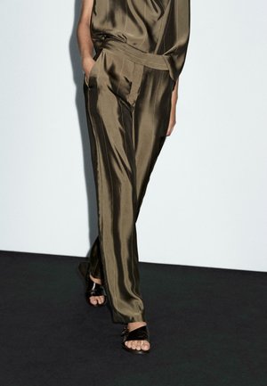 FLOWING WITH STRIPED DETAILS  - Trousers - khaki