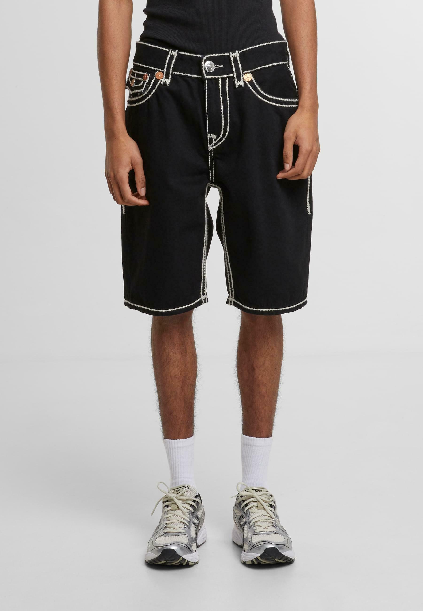 True Religion BOBBY FLAP ROPE STITCH - Denim shorts - black - Zalando
