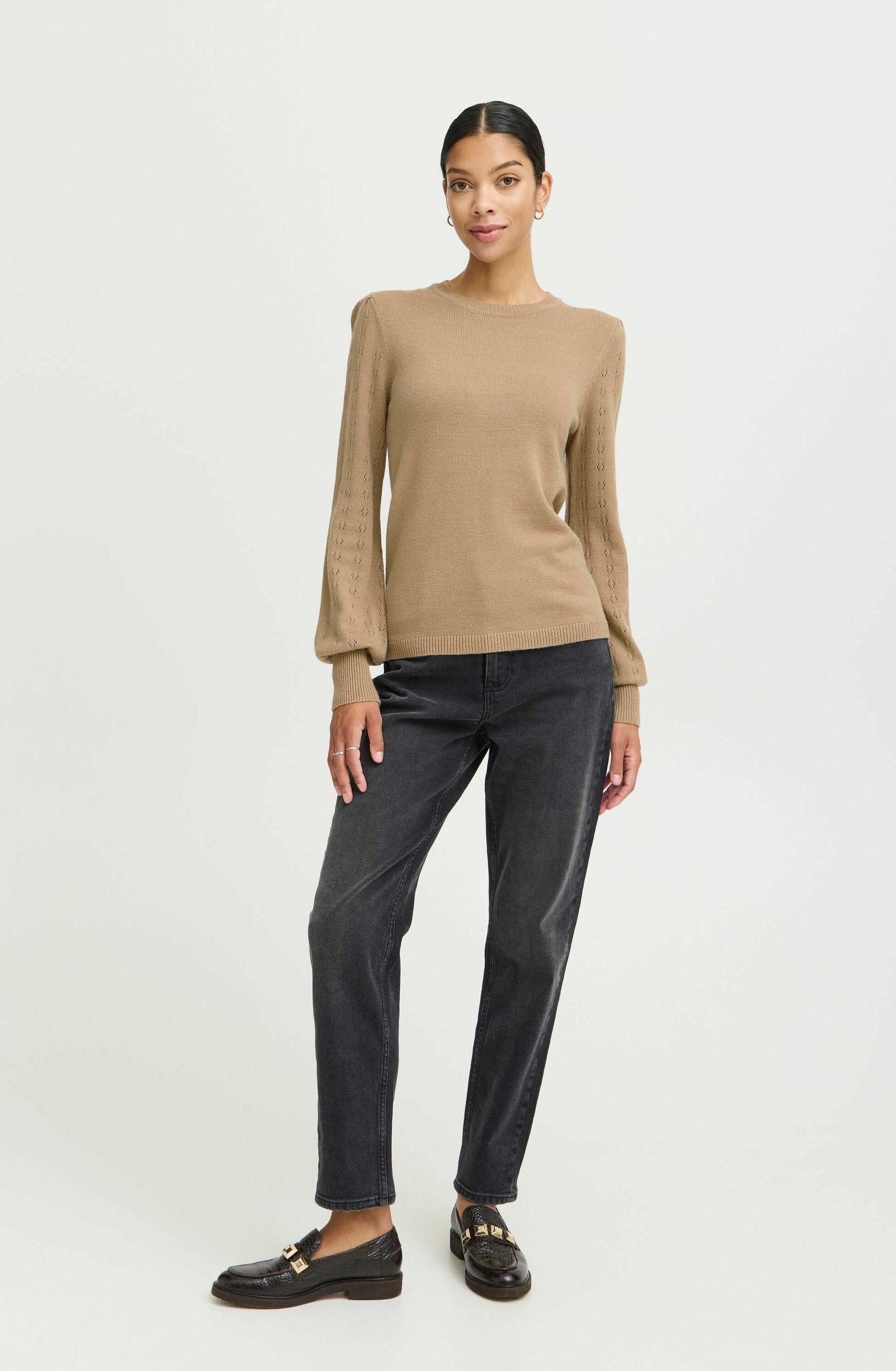 売れ筋商品|||ビーヤング ニット&セーター レディース アウター BYNONINA POINTELLE JUMPER - Jumper - sepia tint melange ビーヤング ニット&セーター レディース アウター BYNONINA