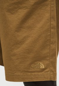 Καφέ σορτς με διπλή ραφή στο τελείωμα, με κεντημένο το λογότυπο "The North Face" κοντά στην κάτω άκρη.