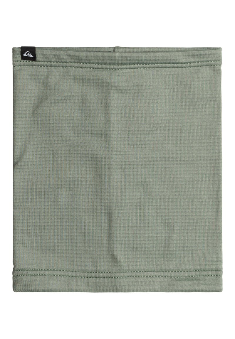 Grøn, struktureret halsgaiter med et sømløst design og forstærket syning. Har et lille sort logo i det øverste venstre hjørne.