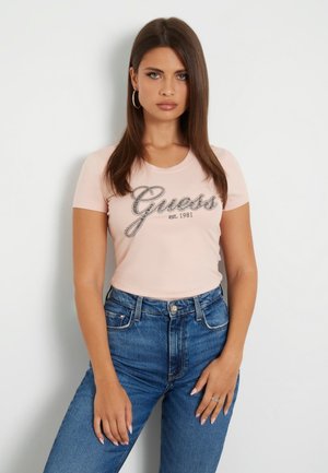FRONTLOGO STRASS - T-Shirt print - rose