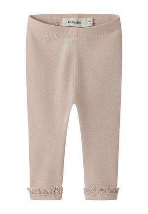 Lichtroze babylegging met elastische tailleband en ruches van kant bij de enkels, maat 1-2 maanden, merk Lil' Atelier.