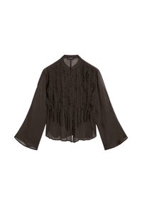 FLOWING BIB-FRONT WITH RUFFLES - Camicia - dark brown