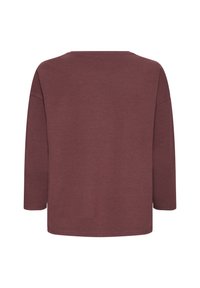 Bordeauxfarbener Langarmshirt aus weichem Material mit entspannter Passform. Verfügt über einen weiten Ausschnitt, überschnittene Schultern, gesäumte Bündchen und Rückennahtdetails.